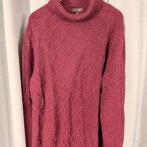 Tasso Elba Cable Knit Burgundy Turtleneck Sweater